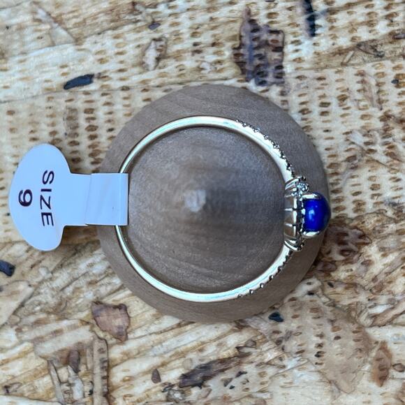 Bomb Party The Sterling Club Genuine Lapis Stone Sterling Silver Band Sz 9 Ring - Picture 5 of 9